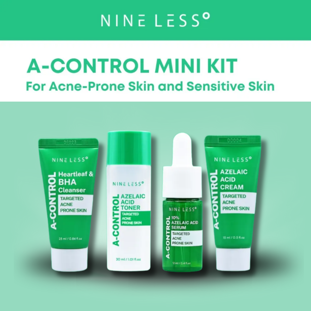 Set Travel Size Nine Less A-Control Mini Kit 4 Piezas para Piel Grasa con Acné y Poros