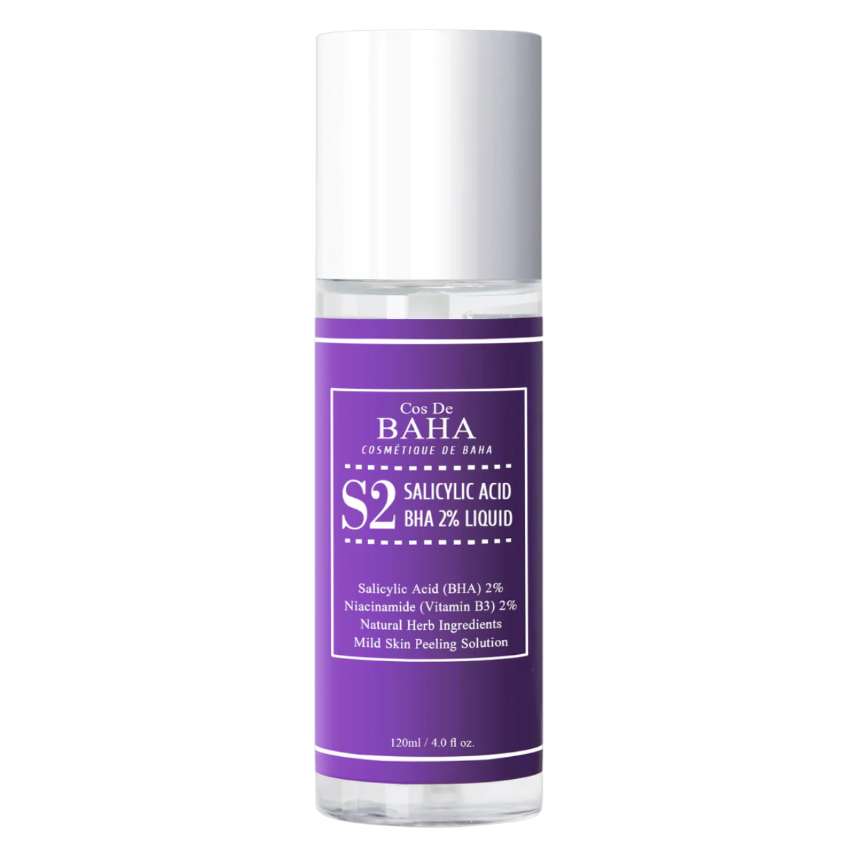 Suero Facial Cos de BAHA S2 Ácido Salicílico BHA al 2% Liquid 120 mL Exfoliante para Puntos Negros