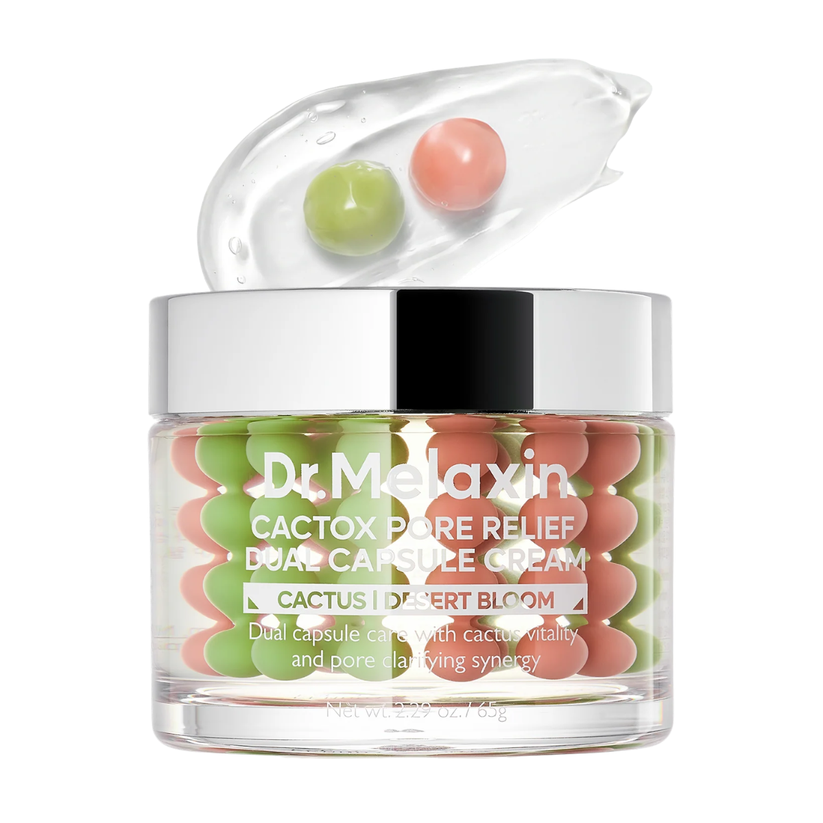 Crema Facial Dr. Melaxin Cactox Pore Relief Dual Capsule Cream 65 g Hidratante para Poros, Control de Sebo y Piel Suave