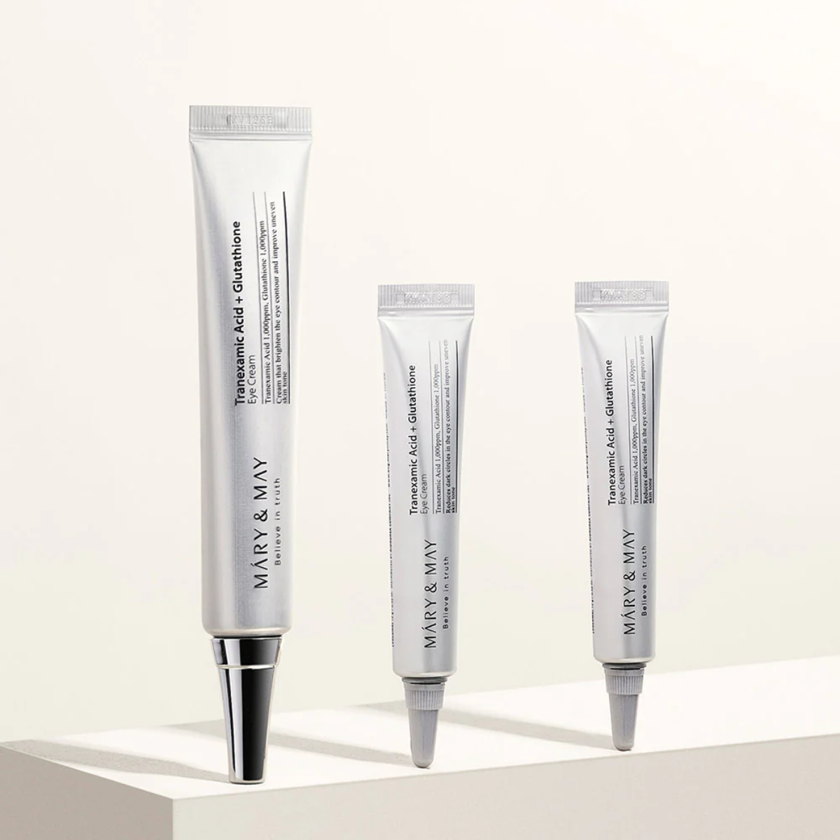 SET Crema Contorno Ojos Mary & May Tranexamic Acid +Glutathione Eye Cream 1+2