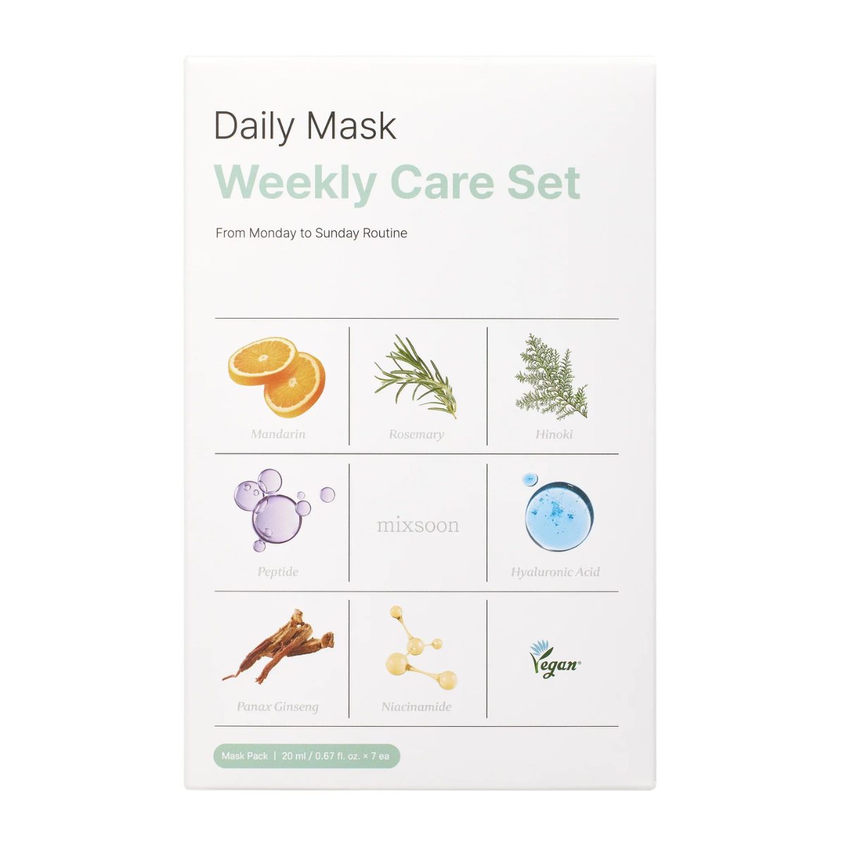 Mixsoon Daily Mask Weekly Care Set de 7 mascarillas