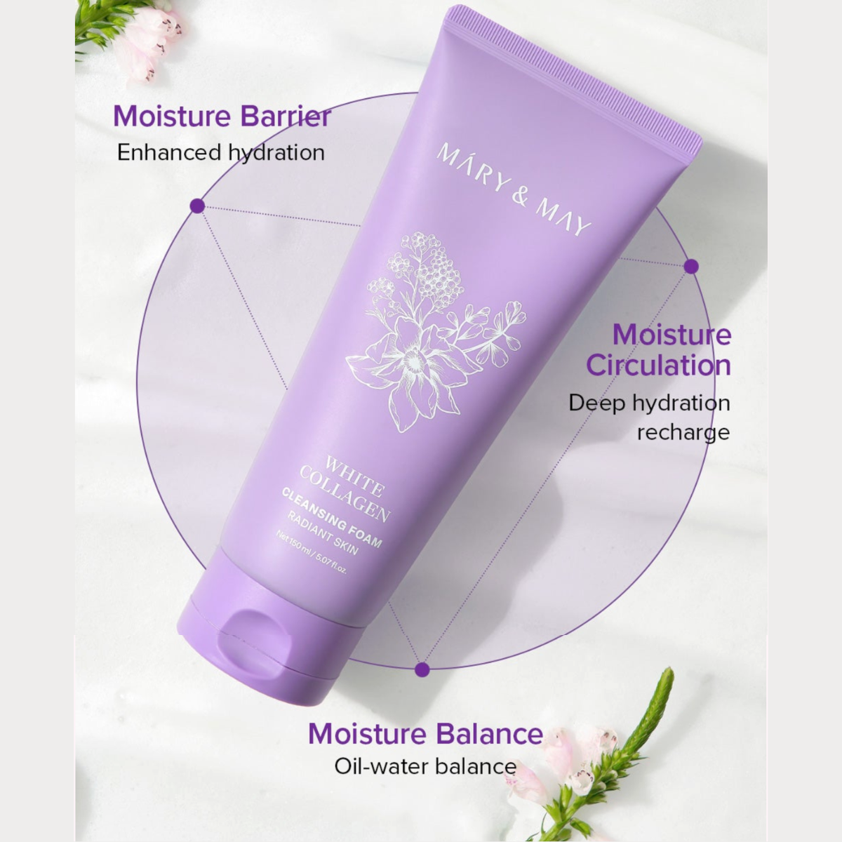 Mary&May White Collagen Cleansing Foam presentación