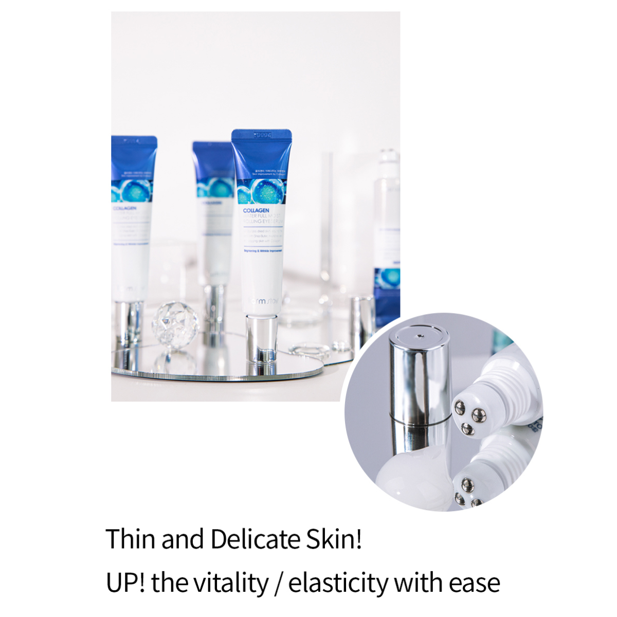 Aplicador roll on triple masajeador contorno ojos