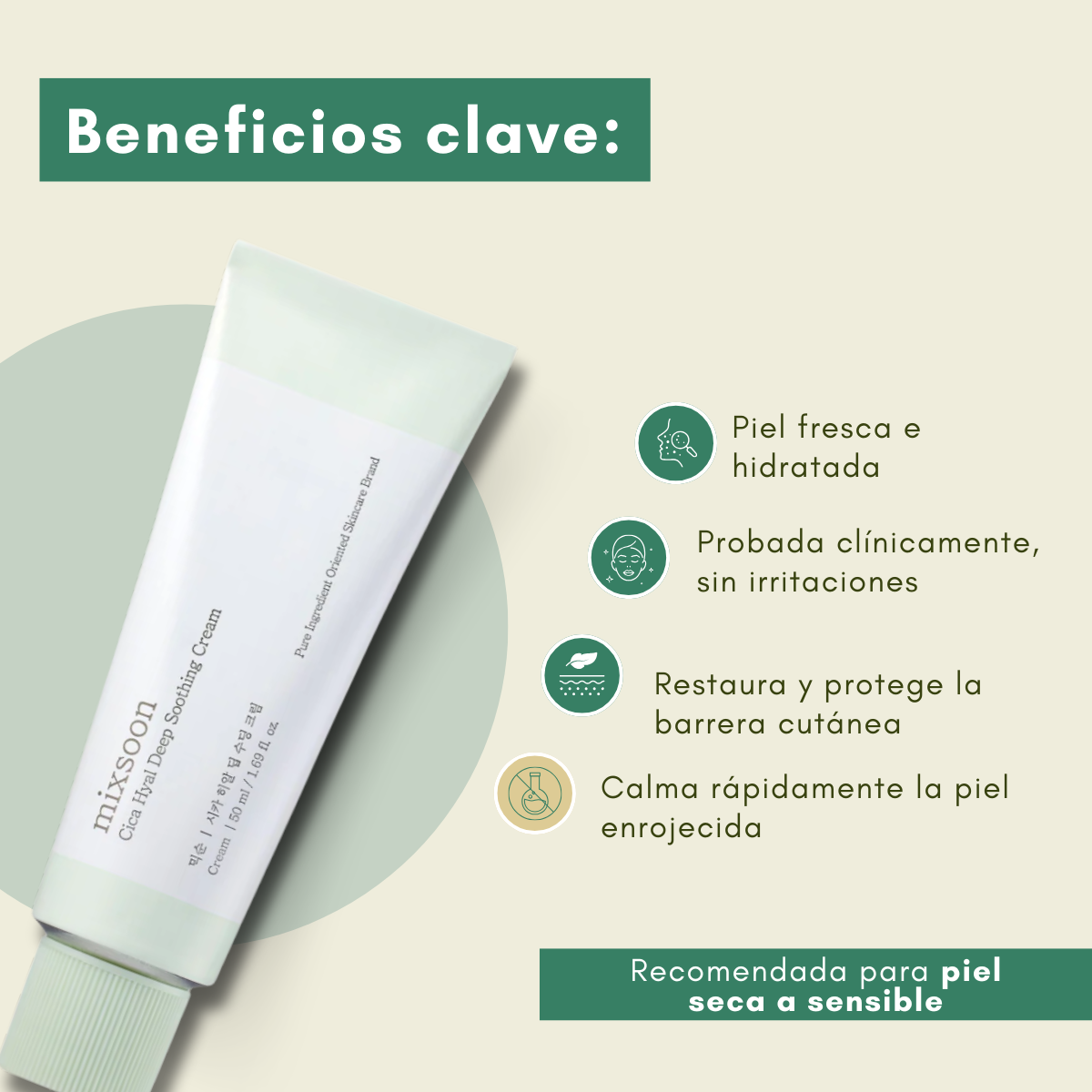 Crema facial que hidrata, calma y fortalece la barrera cutánea.