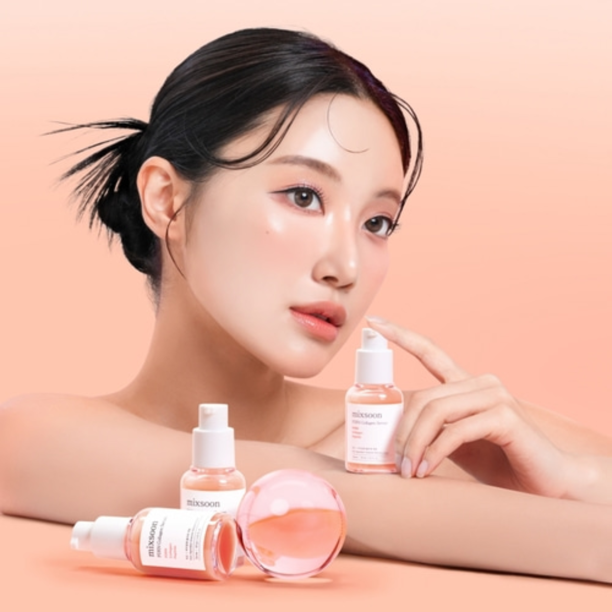 Piel luminosa después de usar serum Mixsoon