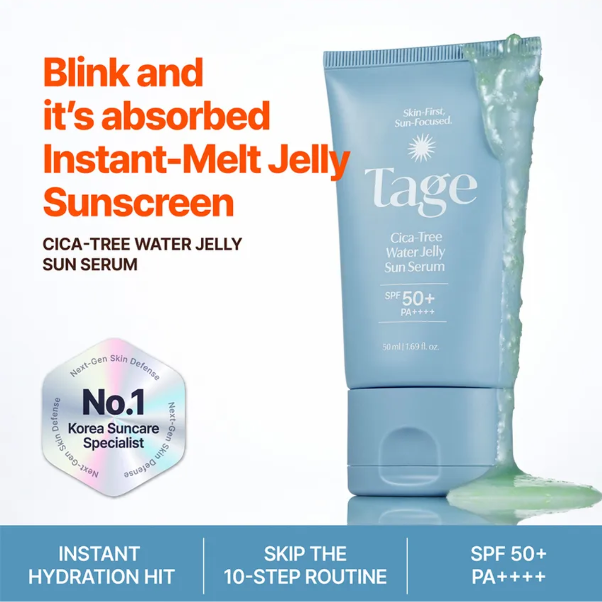 Protector solar coreano TAGE Water Jelly Sun Serum SPF50+ 50mL
