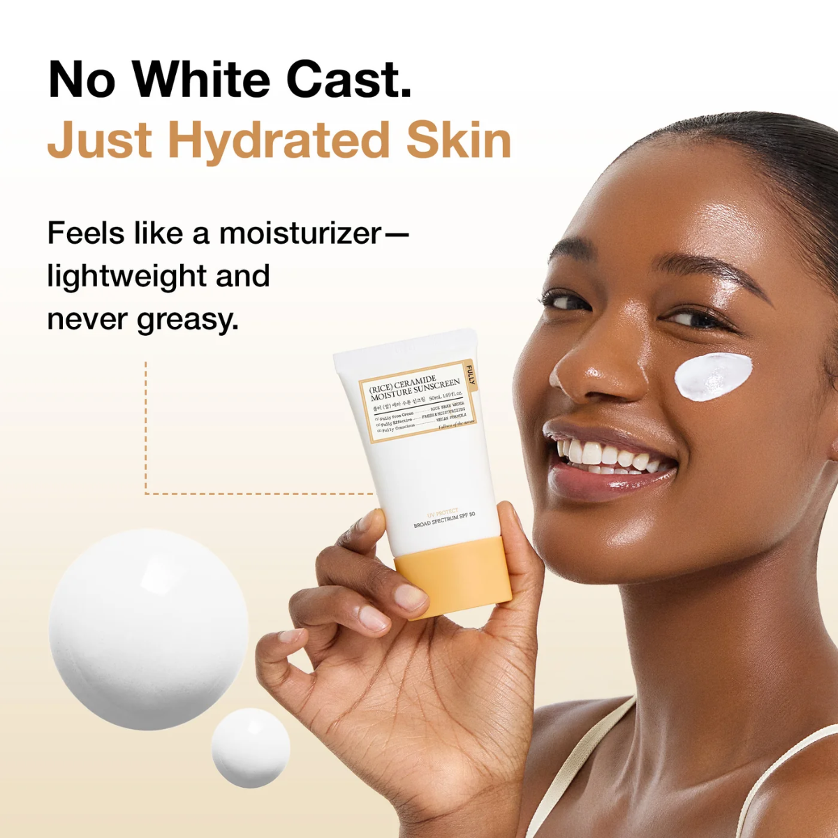 Protector solar hidratante Fully Rice Ceramide Moisture Sun Cream SPF50+ PA++++ 50 mL con Arroz y Ceramidas
