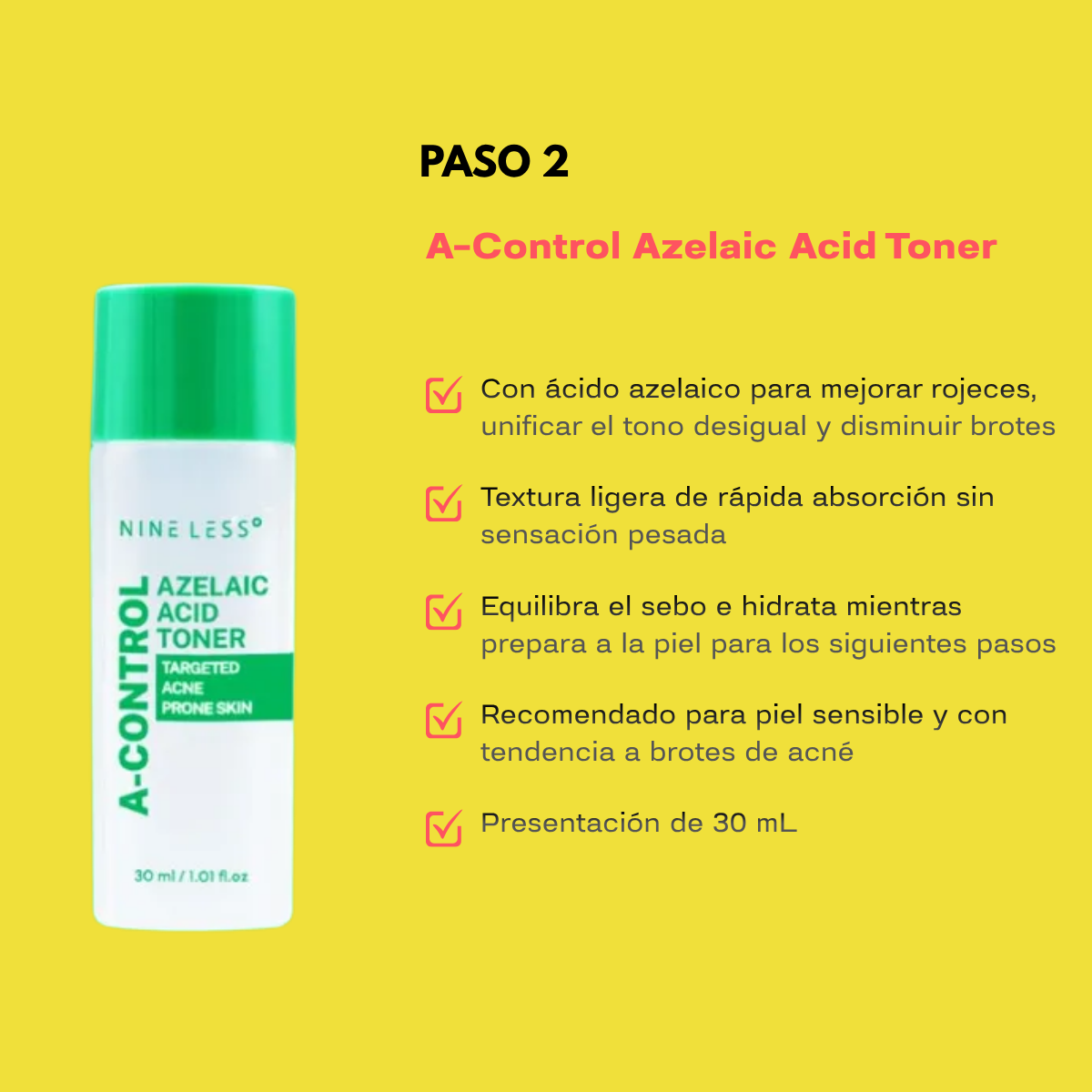 Set Travel Size Nine Less A-Control Mini Kit 4 Piezas para Piel Grasa con Acné y Poros