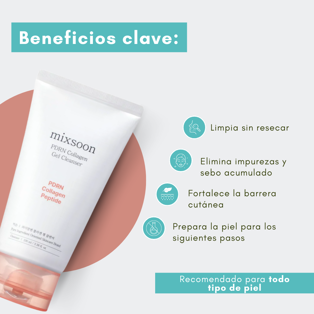 Gel limpiador que elimina impurezas sin resecar la piel.