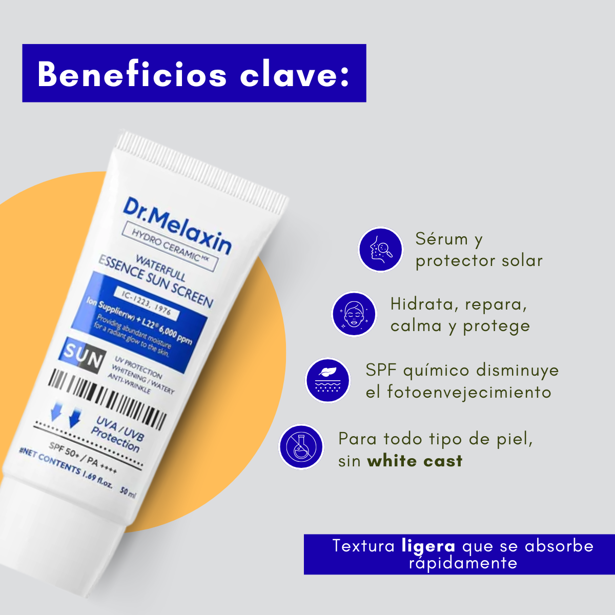 Protector solar Dr. Melaxin Hydro Ceramic Waterfull Essence Sun Screen SPF50+ PA++++