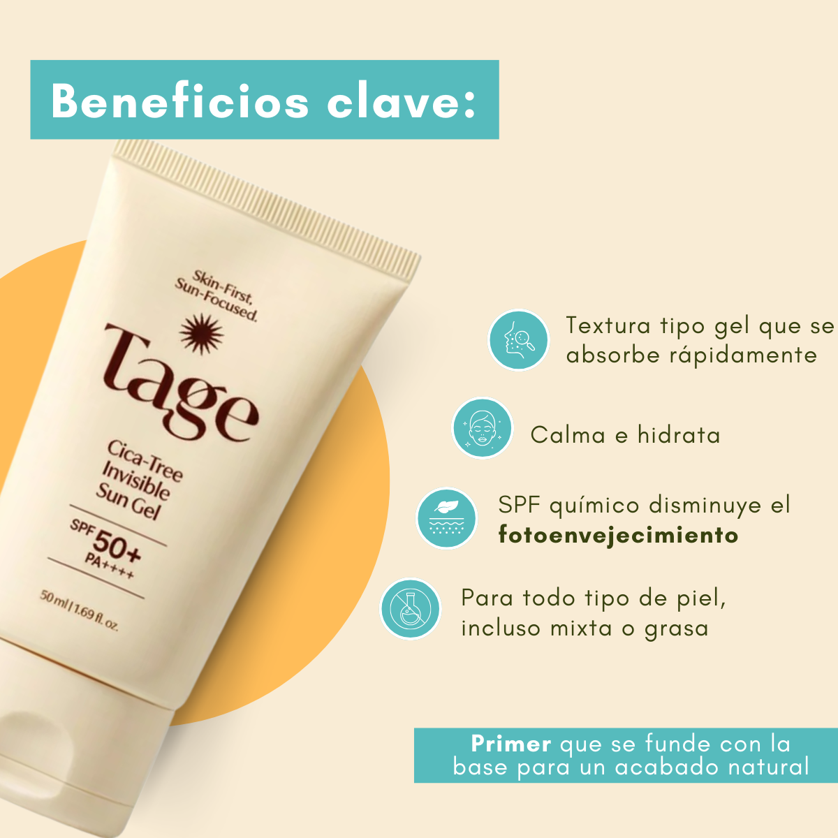 Protector solar ligero sin residuo blanco
