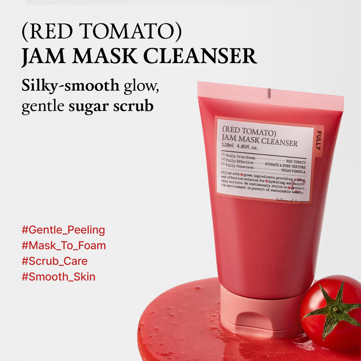 Limpiador y Mascarilla Fully Red Tomato Jam Mask Cleanser 120 mL con Tomate Rojo para Iluminar e Hidratar