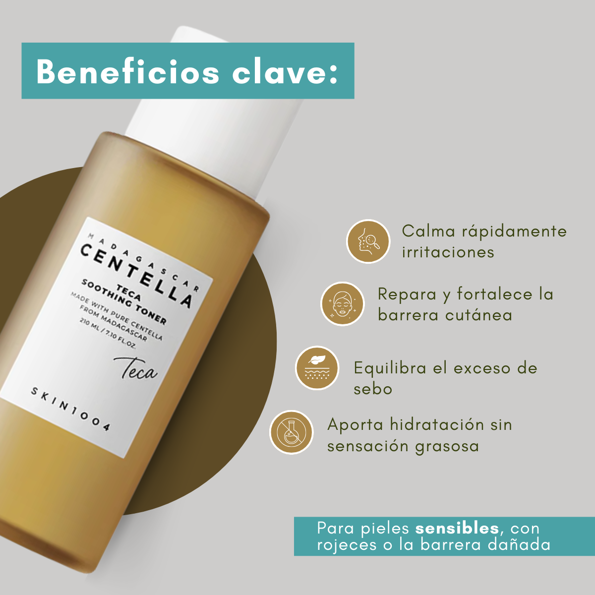 Tónico coreano para piel sensible y con acné