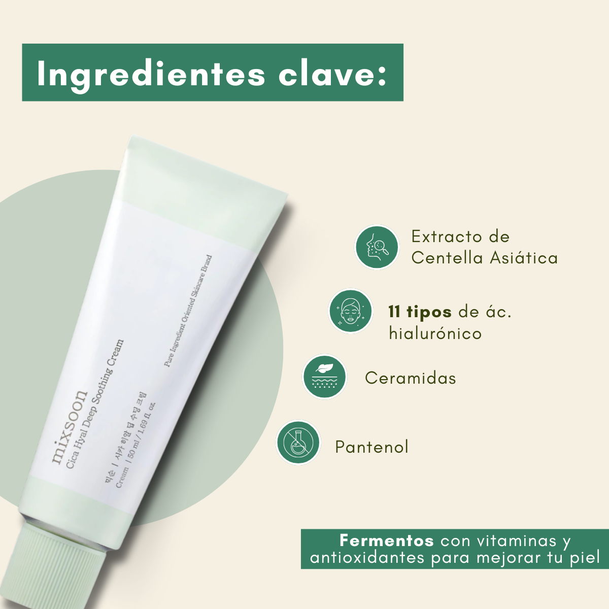 Ingredientes que hidratan profundamente y alivian la piel sensible.