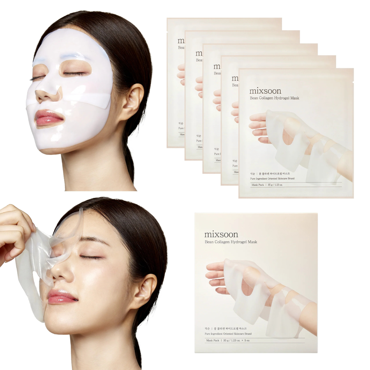 Mascarilla Coreana Mixsoon Bean Collagen Hydrogel Mask Colágeno y Fermentos Hidratantes