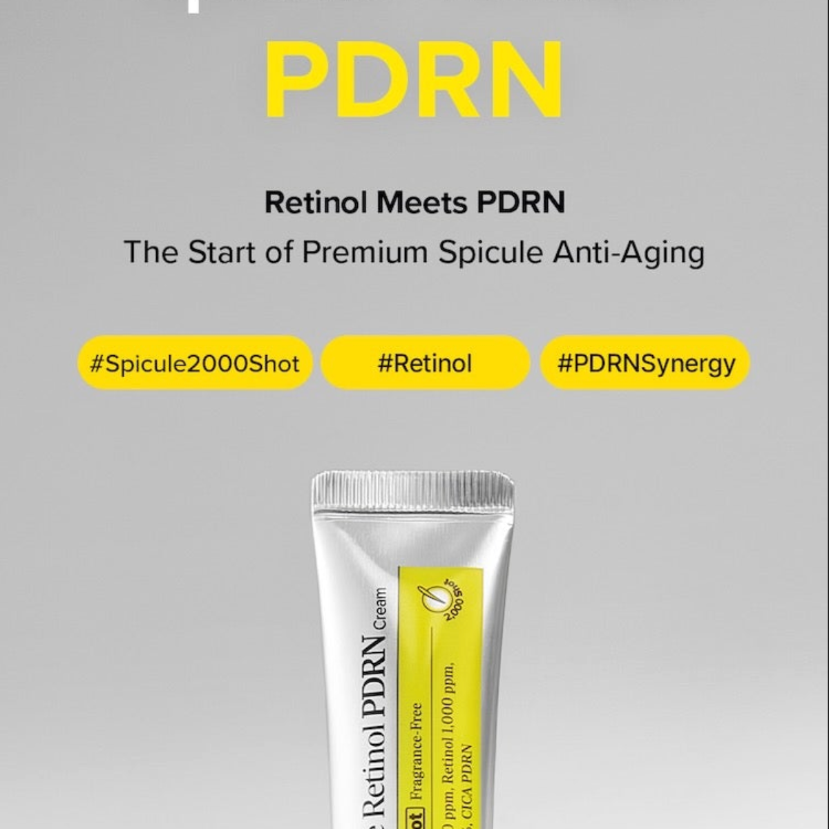 Ingredientes retinol PDRN y espículas en crema antiedad