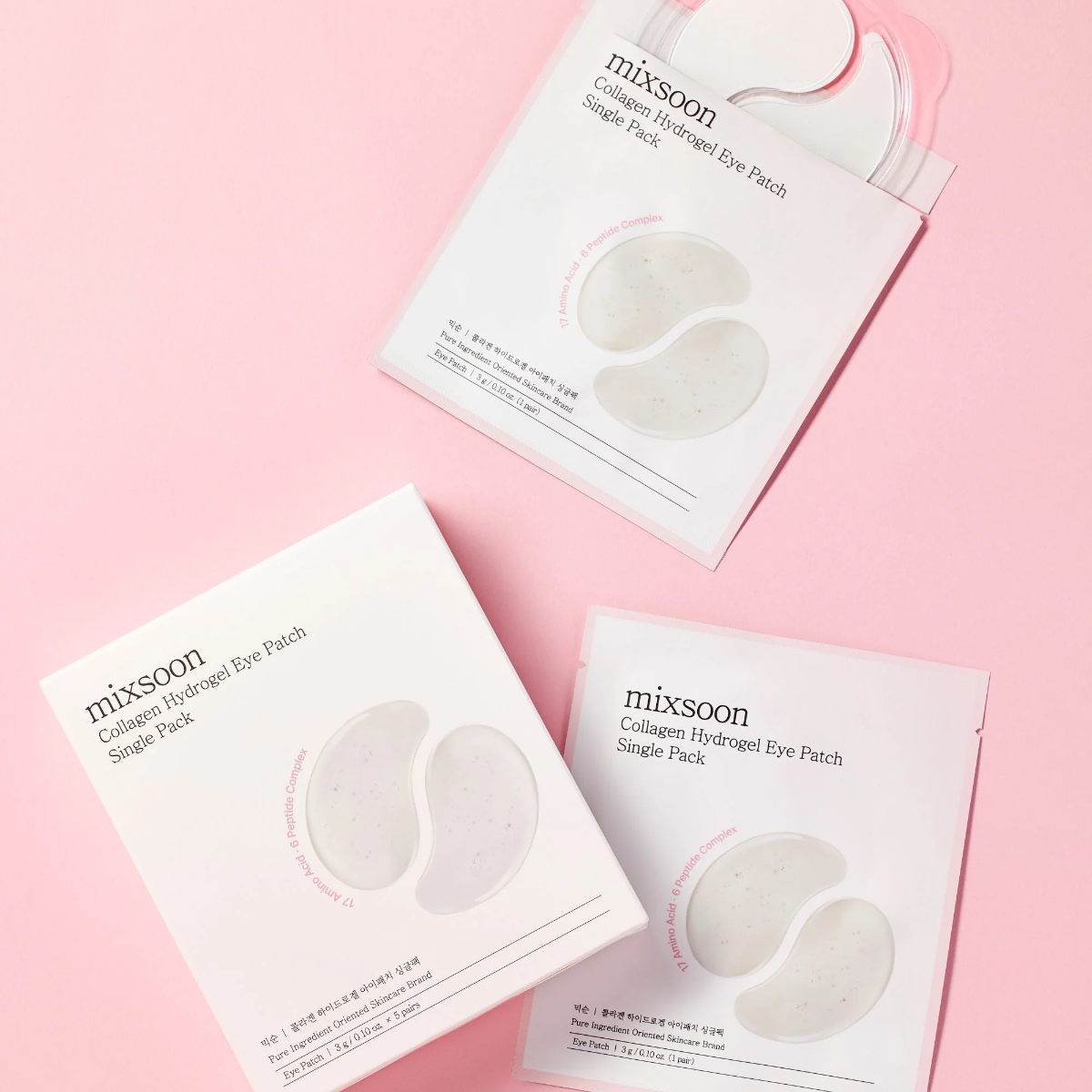 Parches de hidrogel Mixsoon para hidratar el contorno de ojos.