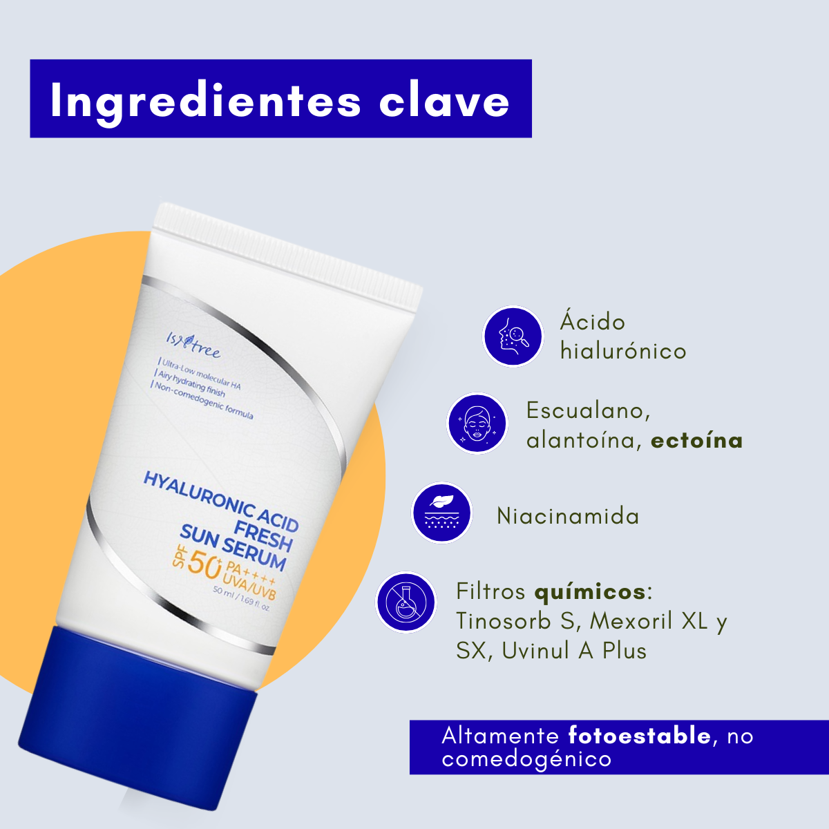 Ingredientes hidratantes del sunscreen ISNTREE