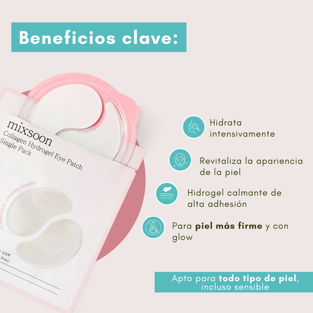 Parches para ojos que hidratan, refrescan y suavizan la piel.