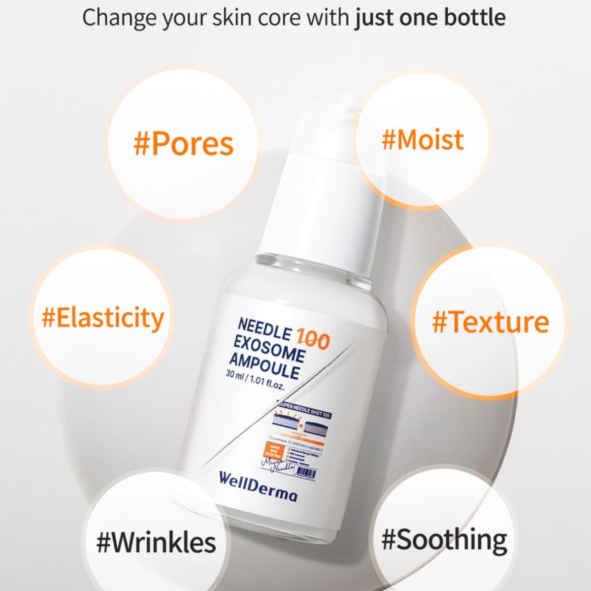 Ampoule Reparadora WellDerma Needle Exosome Ampoule 100 de 30 mL con Exosomas y Micro-Espículas