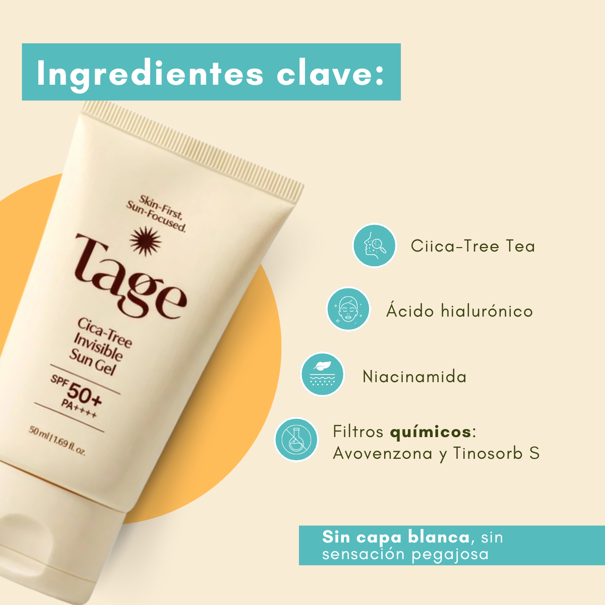 Ingredientes calmantes Centella Asiática y Tea Tree