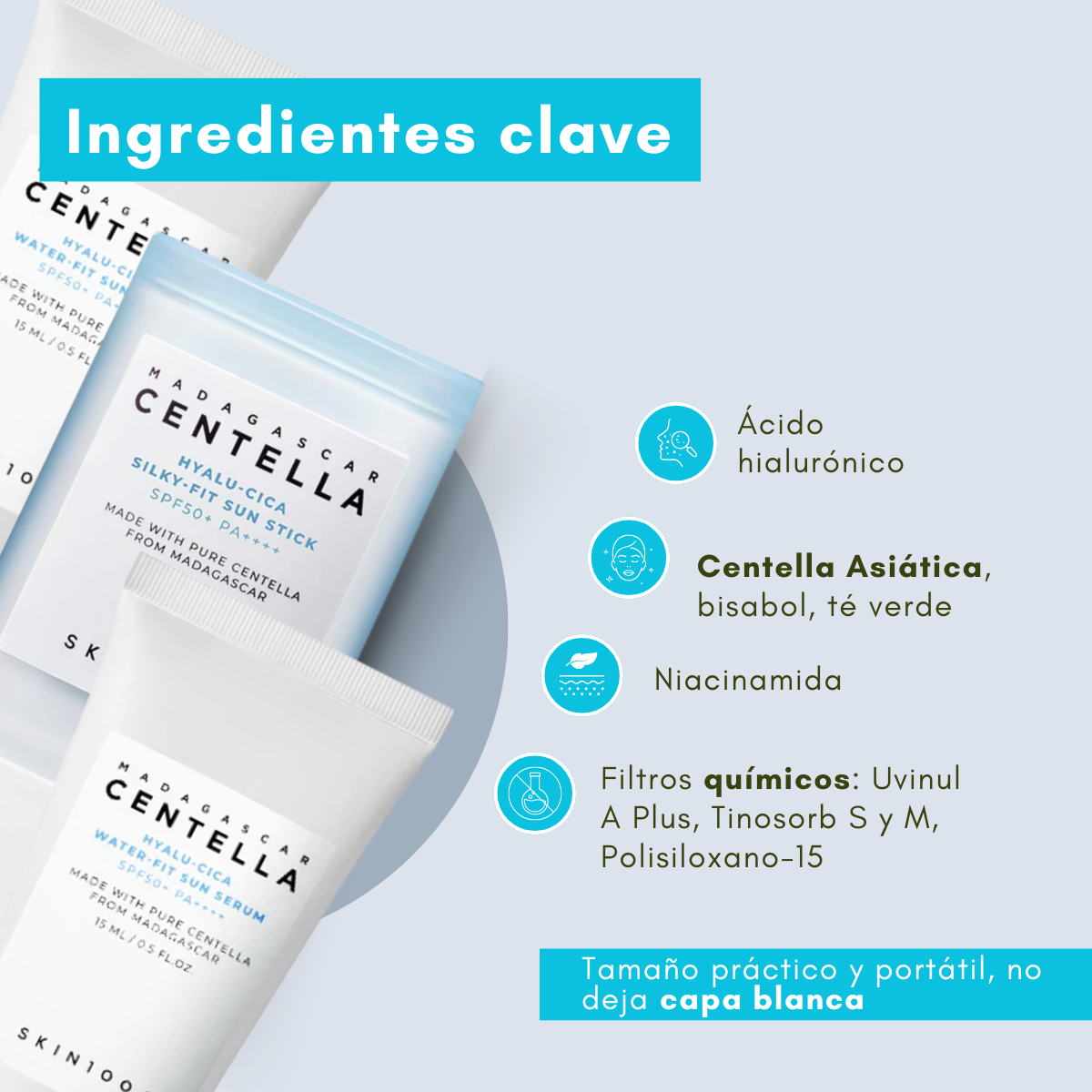 Ingredientes calmantes e hidratantes de SKIN1004