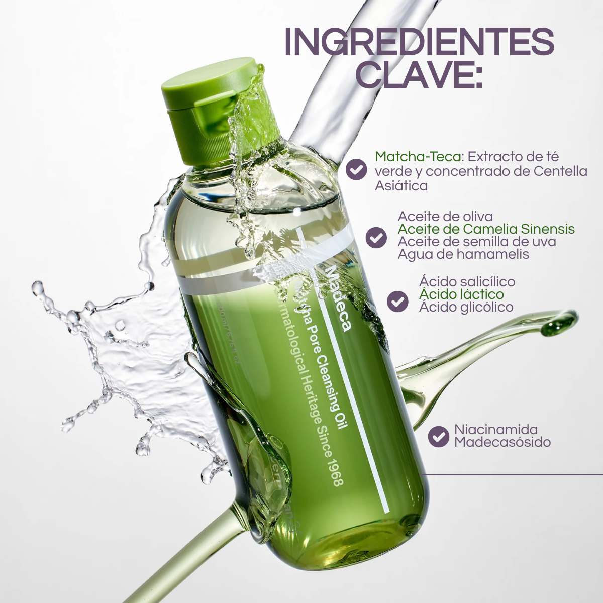 Aceite limpiador Centellian 24+ Madeca Matcha Matcha Pore Cleansing Oil 200 mL Limpieza profunda y Control de Poros y Sebo