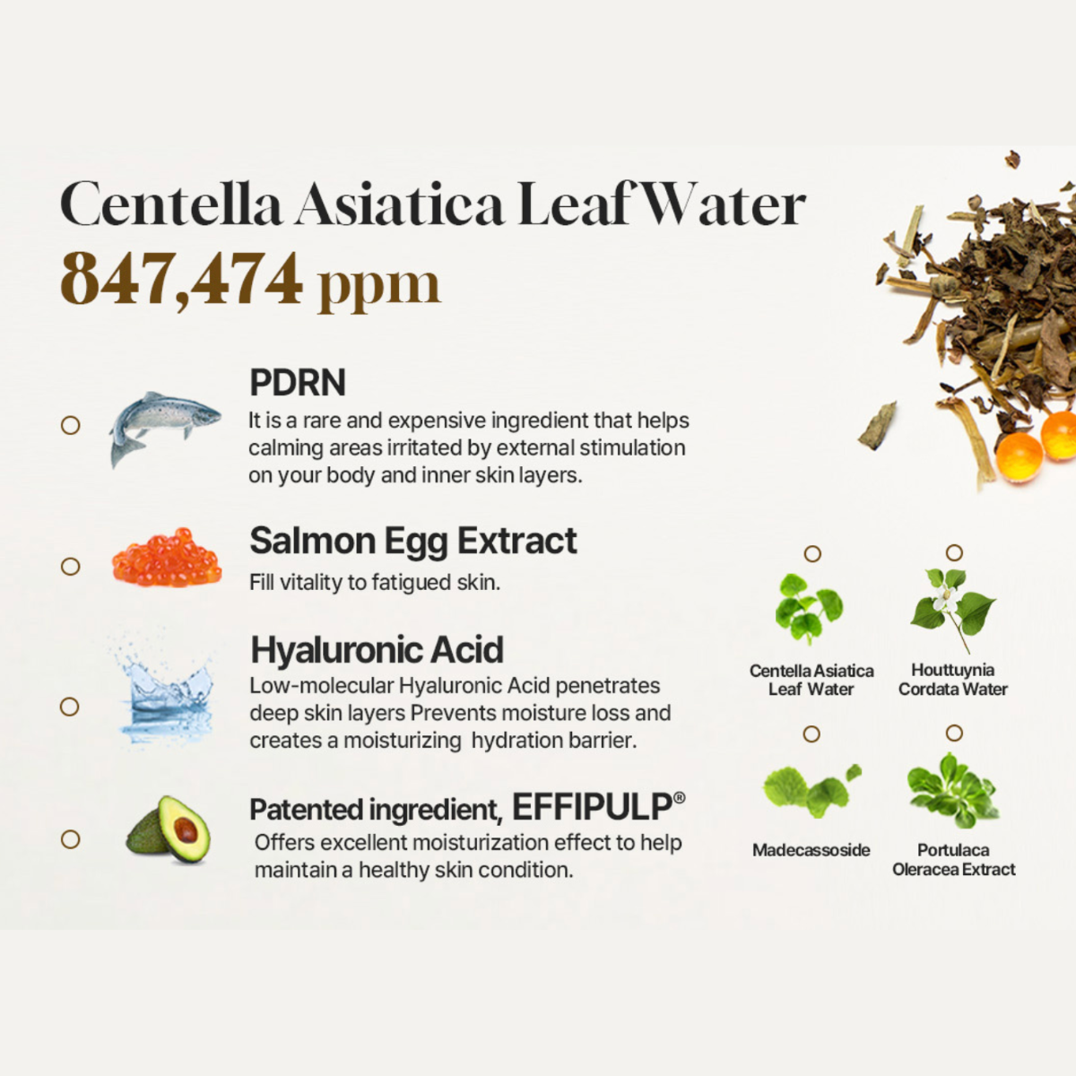 ingredientes centella pdrn salmon ácido hialurónico