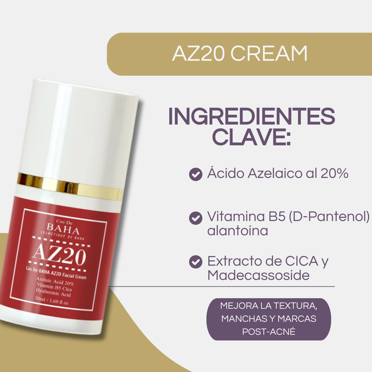 Ácido azelaico y niacinamida en crema facial