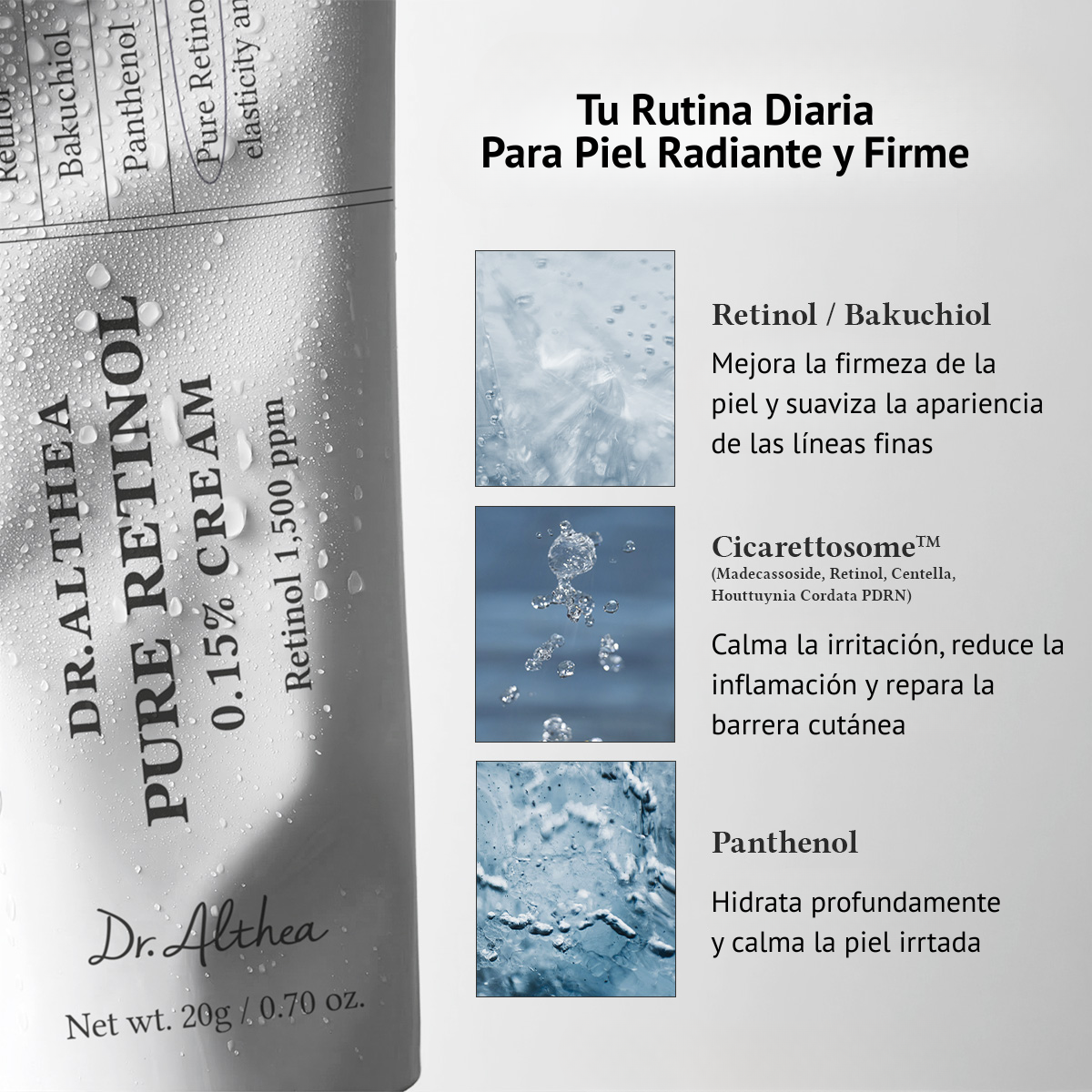 Ingredientes clave retinol niacinamida centella