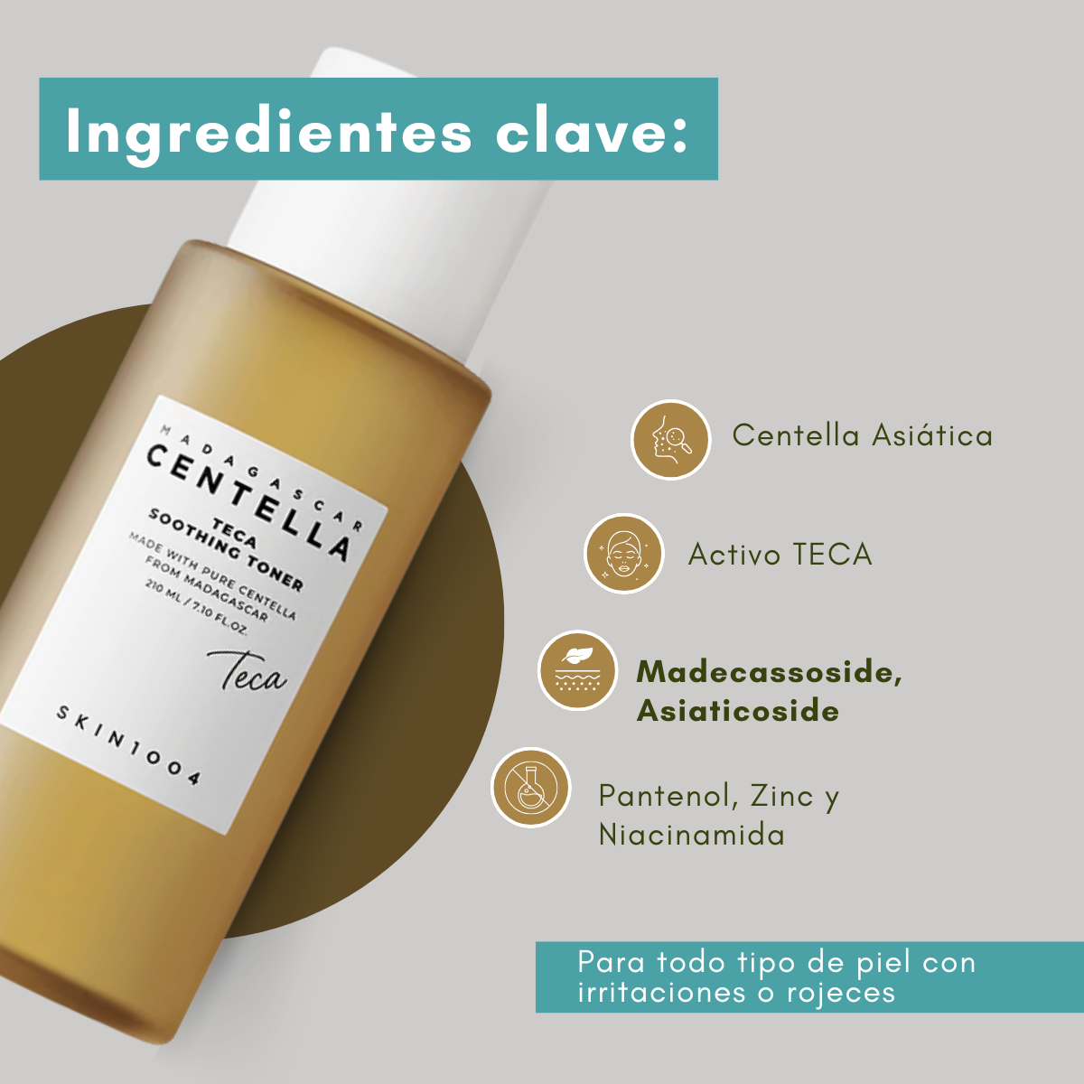Centella asiática y árbol de té para calmar la piel