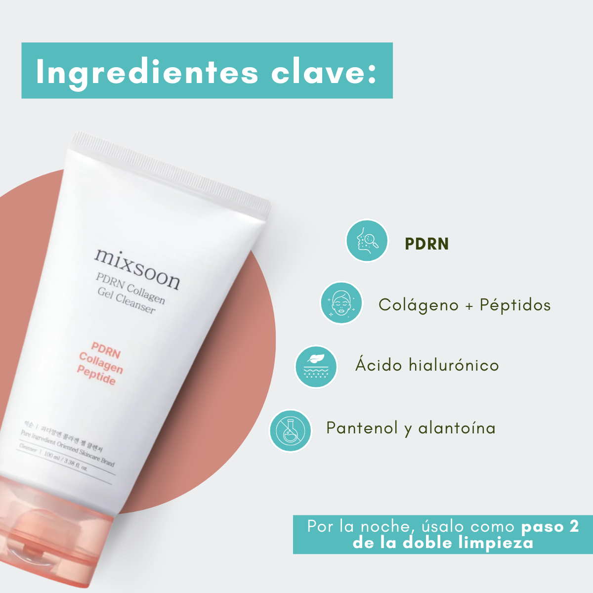 Activos que ayudan a mantener la piel hidratada y suave durante la limpieza.