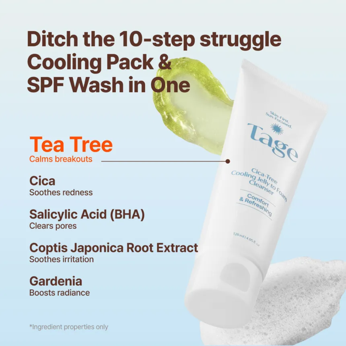 Centella asiática y tea tree en limpiador facial