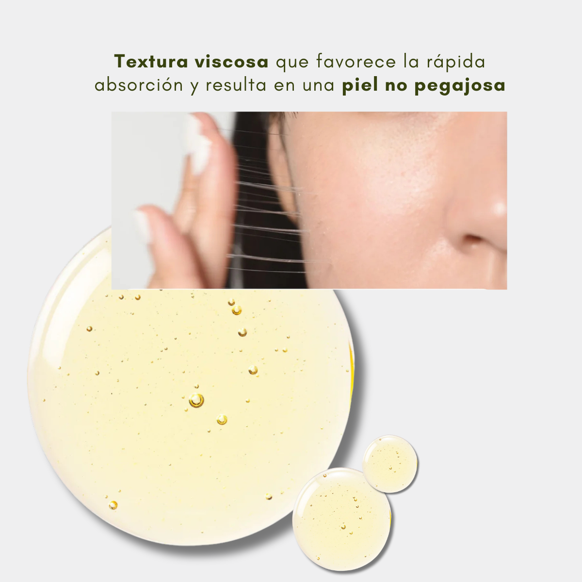 Textura ligera con acabado hidratante y luminoso.