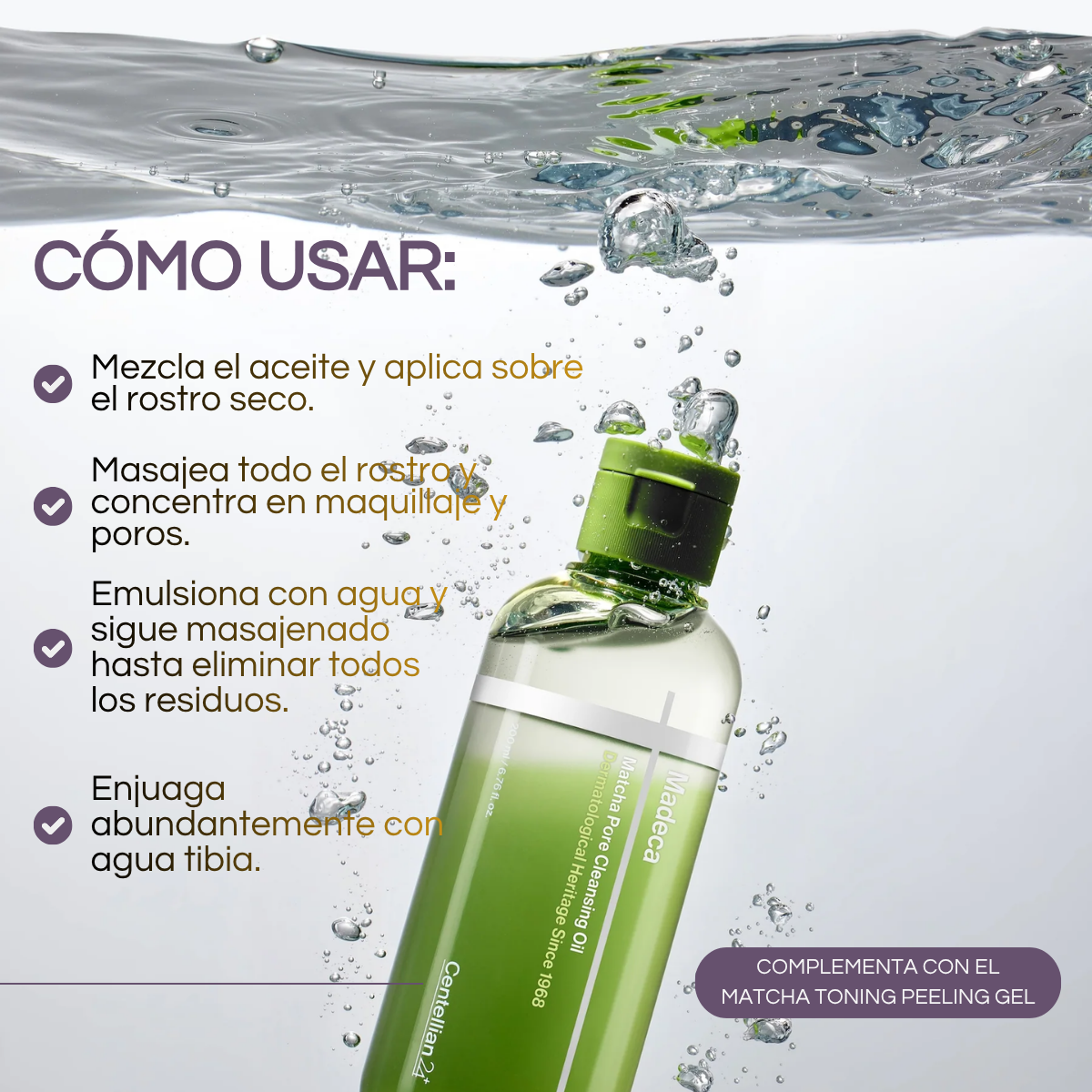 Aceite limpiador Centellian 24+ Madeca Matcha Matcha Pore Cleansing Oil 200 mL Limpieza profunda y Control de Poros y Sebo