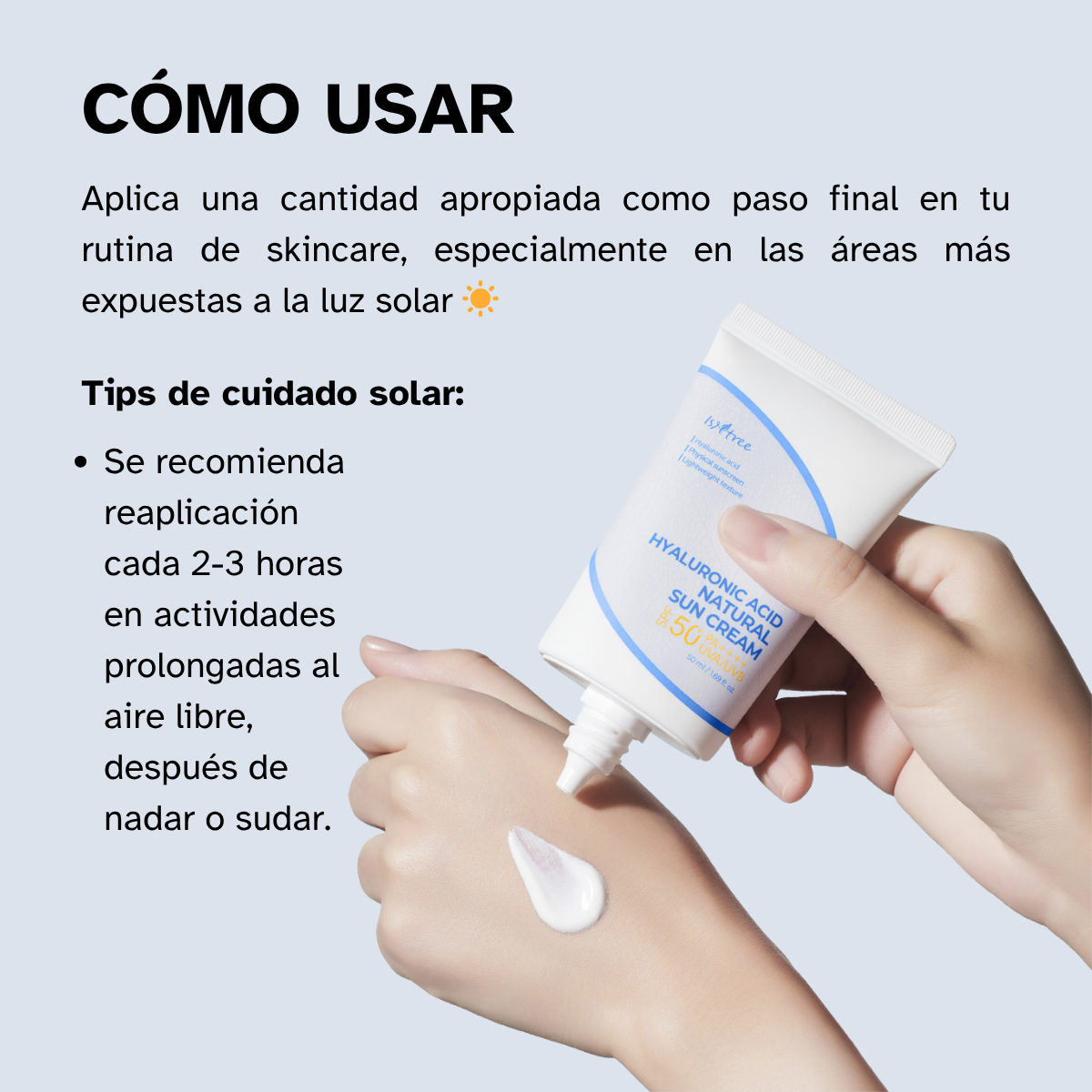 Aplicación del protector solar coreano ISNTREE