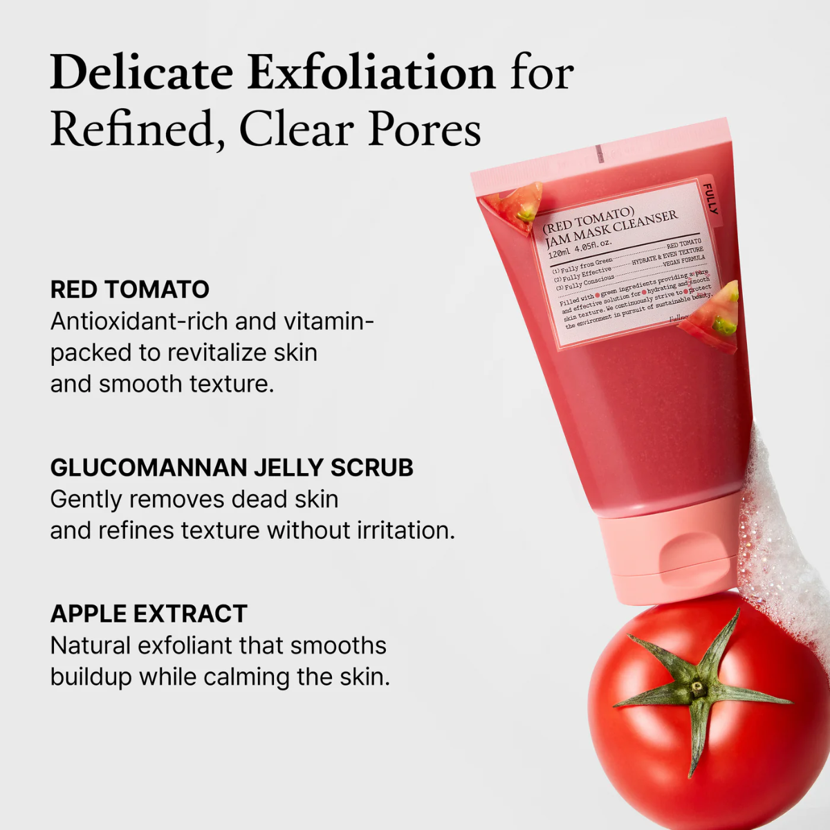 Limpiador y Mascarilla Fully Red Tomato Jam Mask Cleanser 120 mL con Tomate Rojo para Iluminar e Hidratar