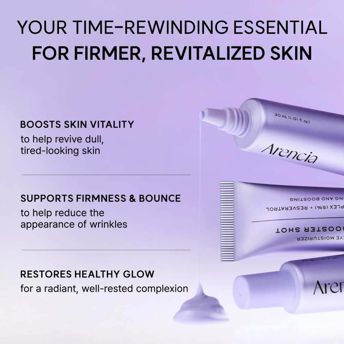Serum facial ARENCIA NAD+ Booster Shot Serum Facial 30 mL Reafirmante y Antiedad para Piel Opaca y Cansada