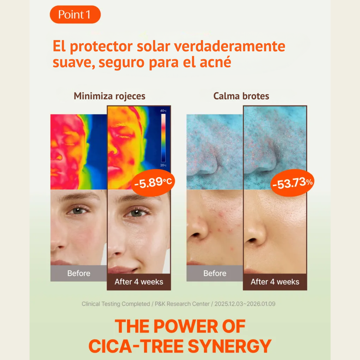 Protector solar calmante con centella asiática