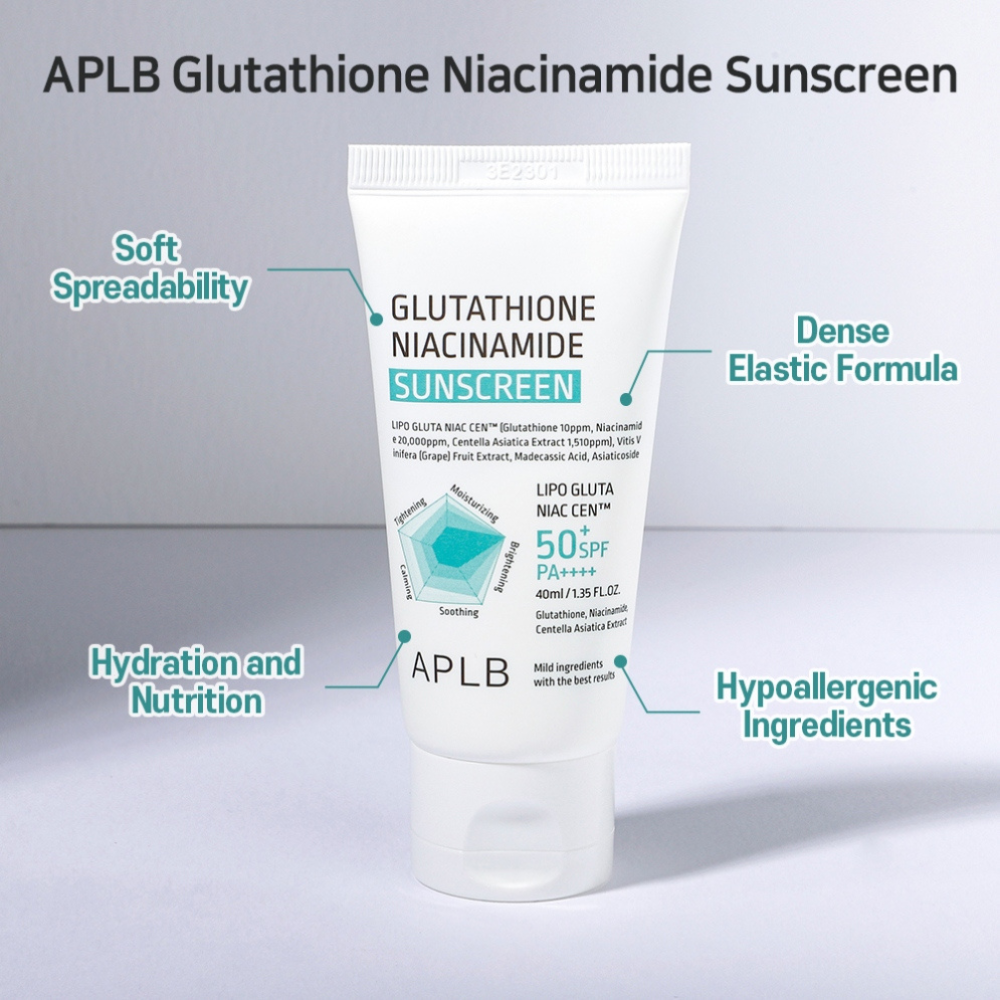 Beneficios del protector solar facial SPF50+ Glutathione Niacinamide