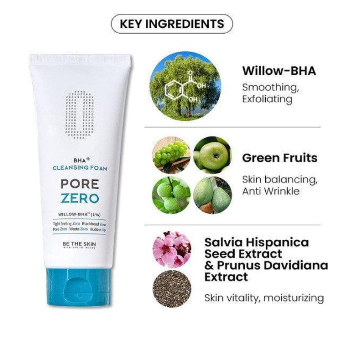 Limpiador Exfoliante Be The Skin BHA+ PORE ZERO Cleansing Foam 150 mg