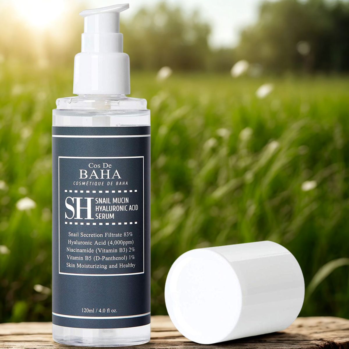 Suero Facial Cos de BAHA SH Snail Mucin + Ácido Hialurónico 120 mL