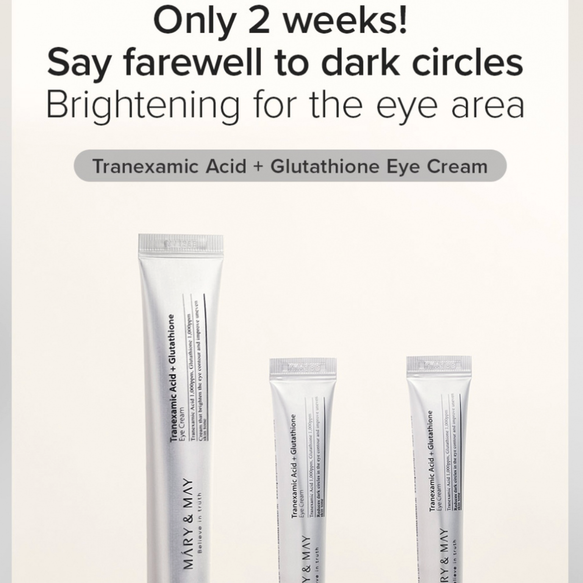 SET Crema Contorno Ojos Mary & May Tranexamic Acid +Glutathione Eye Cream 1+2