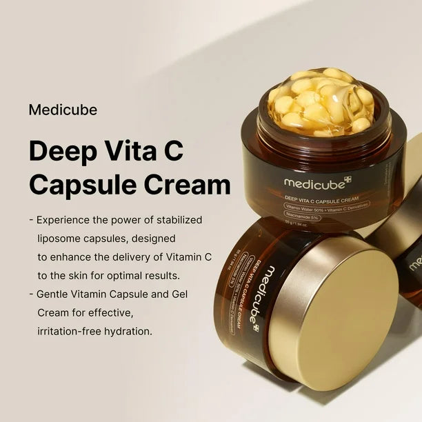 Crema Facial Iluminadora MEDICUBE Deep Vita C Capsule Cream 55 gramos