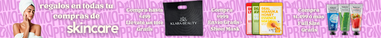 Regalos por compra en Klara-Beauty: tote bag, mascarilla y productos gratis