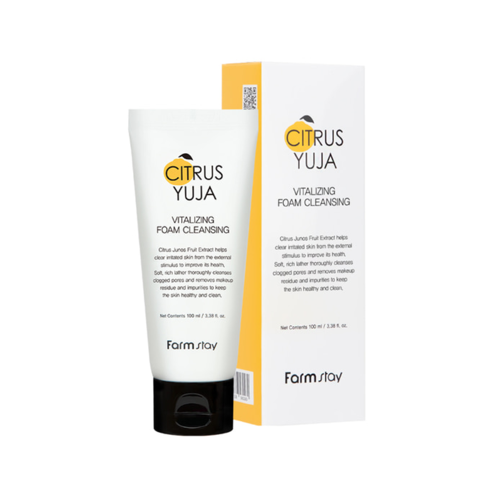 Limpiador facial Citrus Yuja Vitalizing Foam Cleanser de Farm Stay para piel luminosa