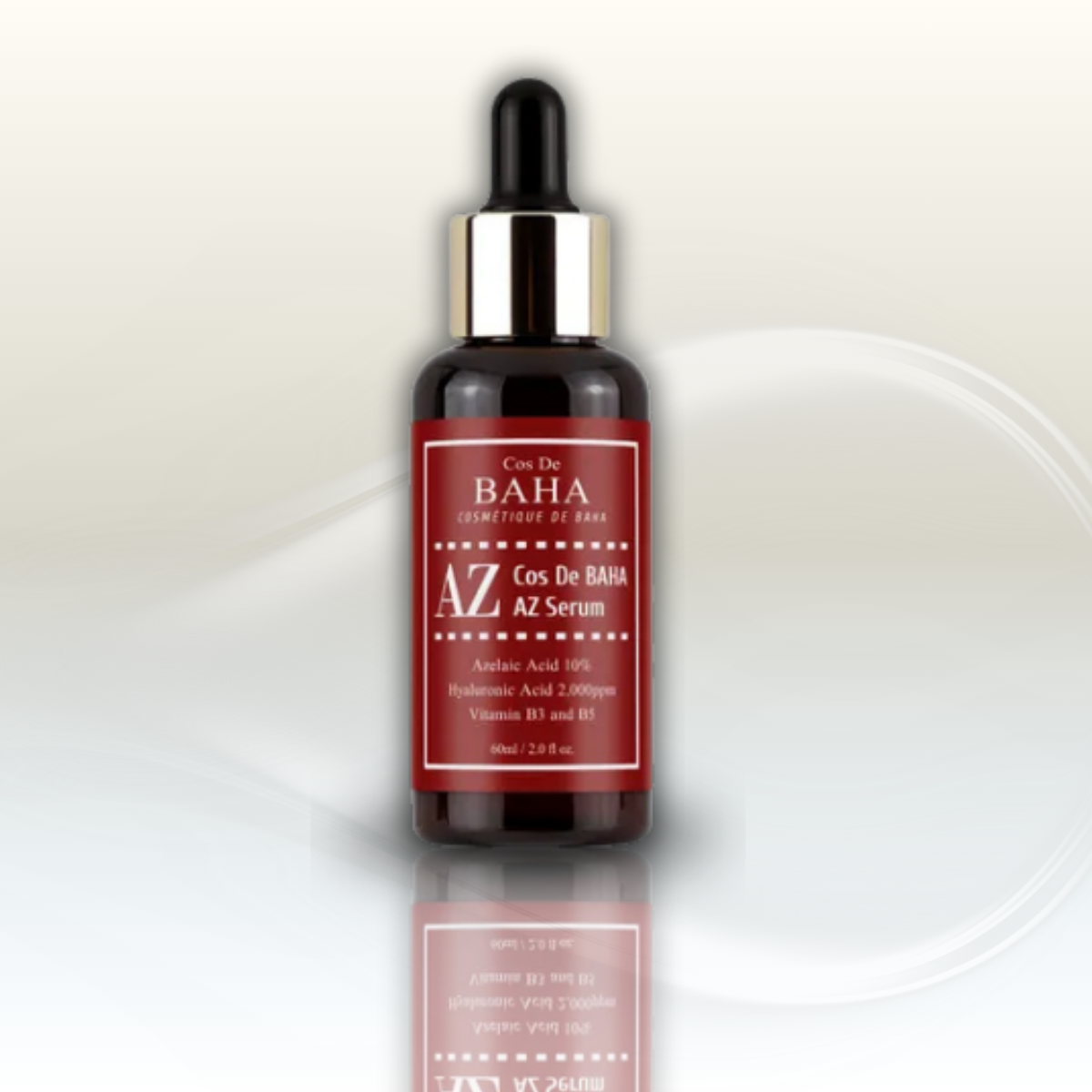Suero Facial Anti-Acné y Rosácea Cos de BAHA AZ Azelaic Acid 10 Serum Jumbo 60 mL Calmante para Acné, Rosácea y Manchas